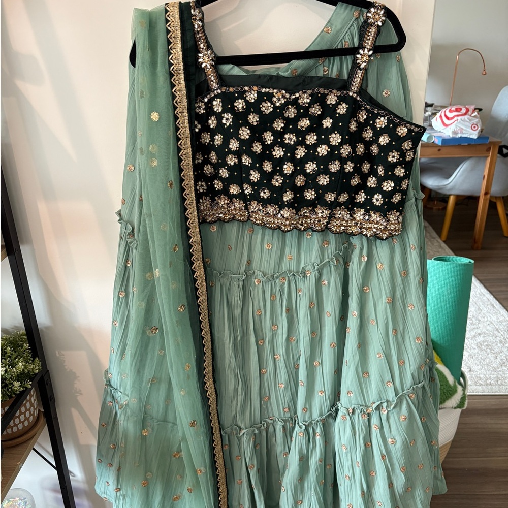Indian outfit  Green Lehenga Set